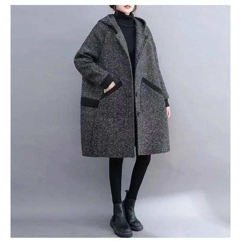 Yaraj | Warmer Vintage-Mantel mit Kapuze für Damen