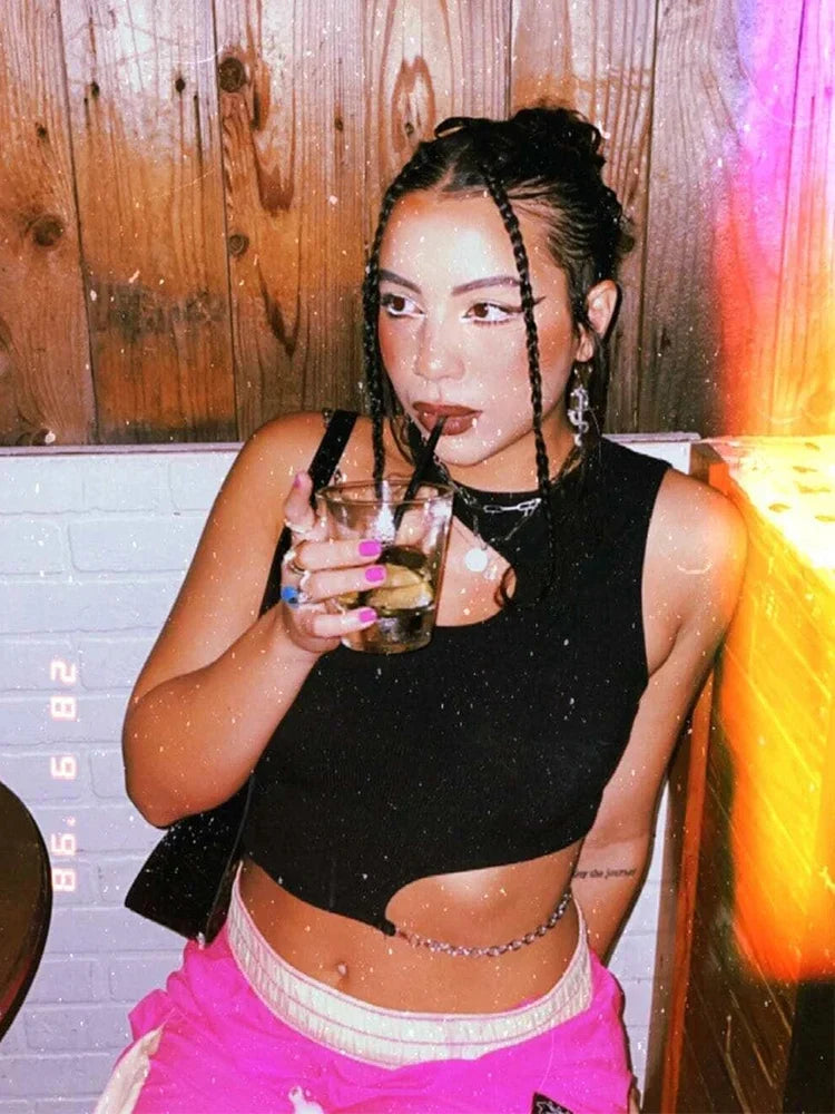 Yelva | Asymmetrische hals mouwloze tanktop