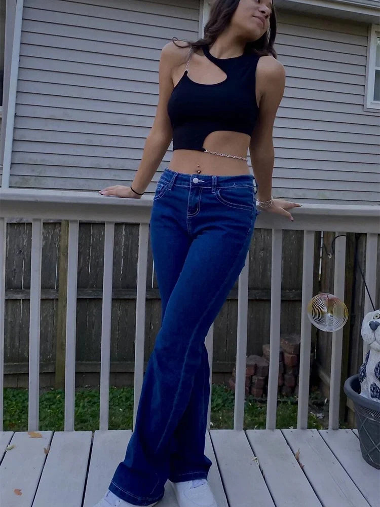 Yelva | Asymmetrische hals mouwloze tanktop