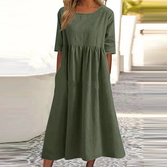 Florencia - Elegantes Kleid Aus Leinen und Baumwolle