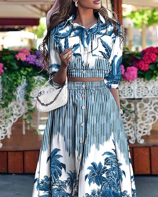 Dianthia | Zweiteiliges Set aus Oberteil und Rock mit Druck