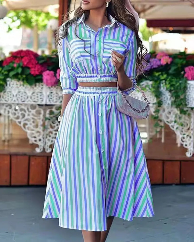 Dianthia | Zweiteiliges Set aus Oberteil und Rock mit Druck