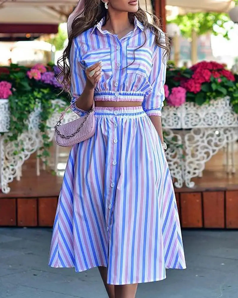 Dianthia | Zweiteiliges Set aus Oberteil und Rock mit Druck