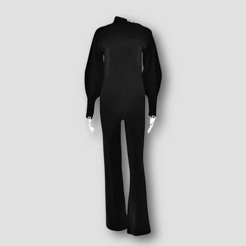 Branwen | Geripptes Gestrickt Oberteil Matching Hose Asymmetrical Collar Twin Set