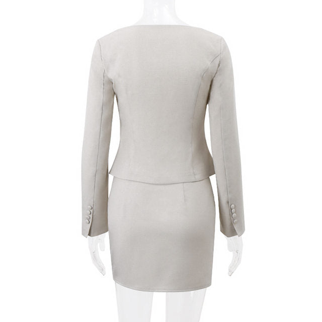 Raleigh | Blazer- und Rock-Set mit Vierkant-Ausschnitt