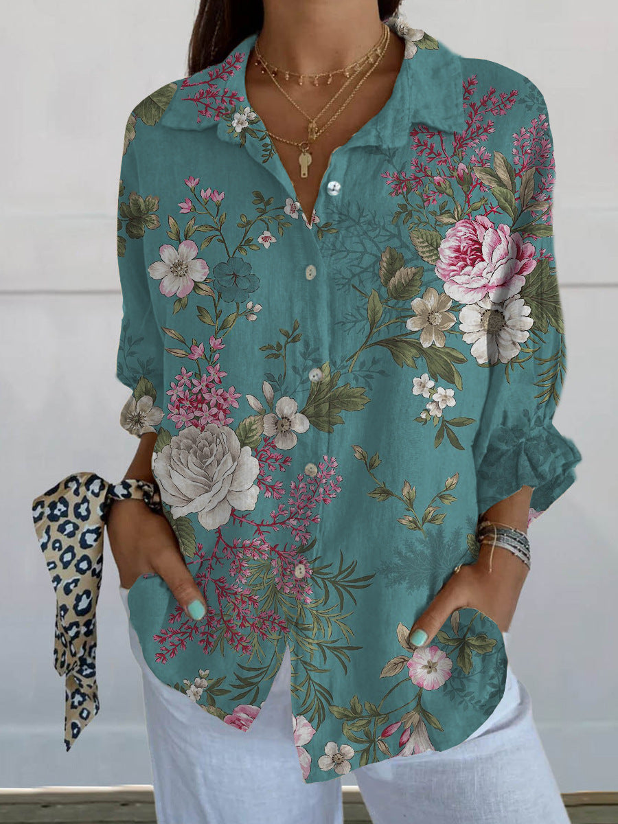 Veda | Casual Leinen V-Ausschnitt Shirt