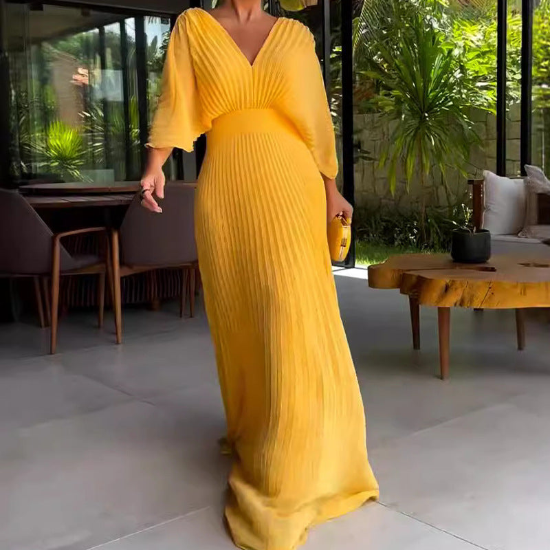 Kylla | Schwebendes geripptes Maxikleid