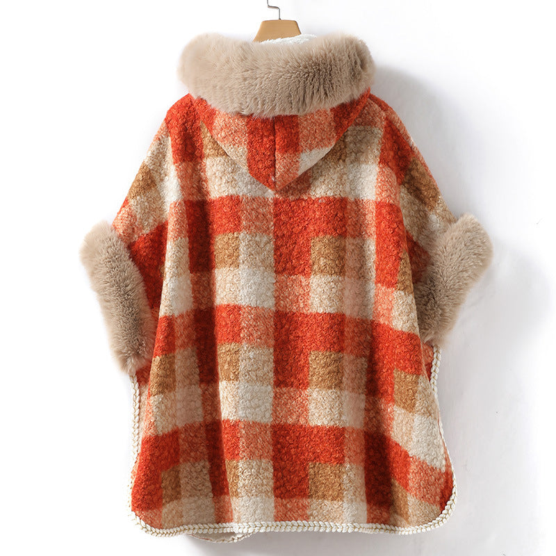 Risa | Poncho-Jacke mit Kunstfellfutter