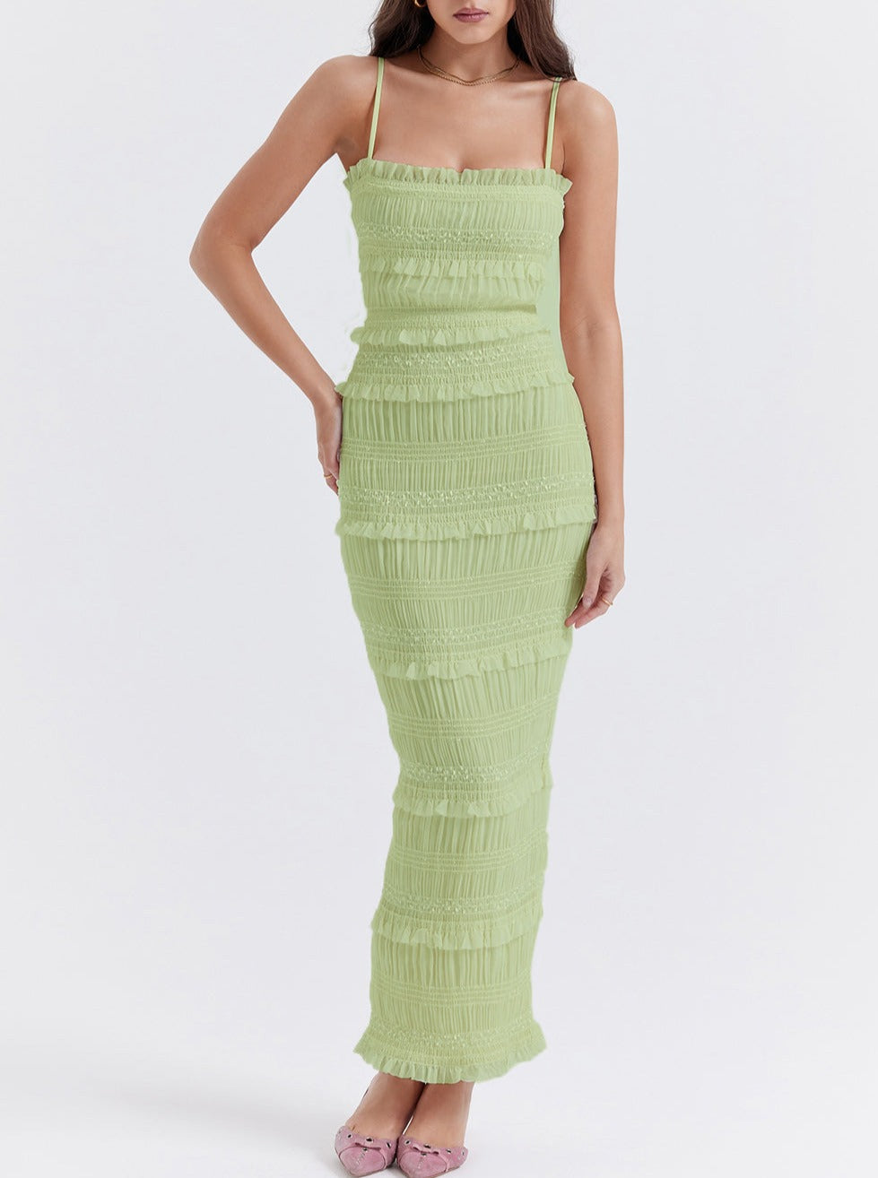 Serenia | Maxikleid mit Reißverschluss und Rüschen