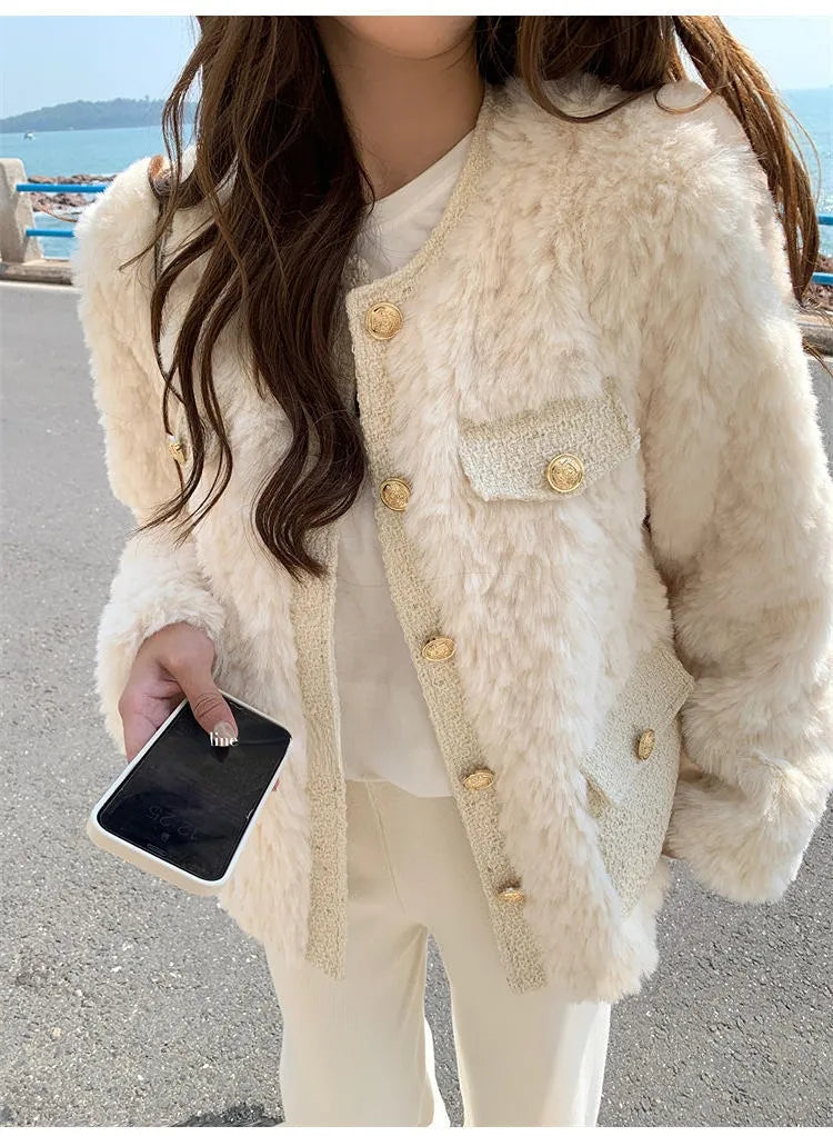 Fairie | Mantel Damen Flauschiger Wollmantel