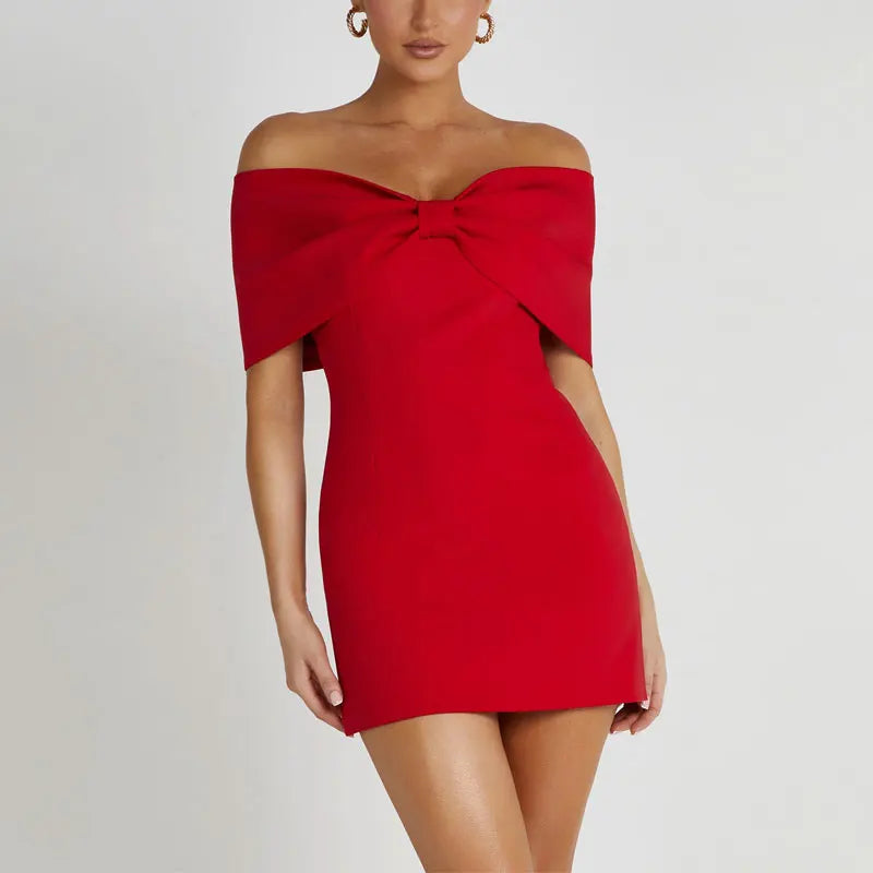 Zaldy | Elegantes Schulterfreies Kleid mit Schleife