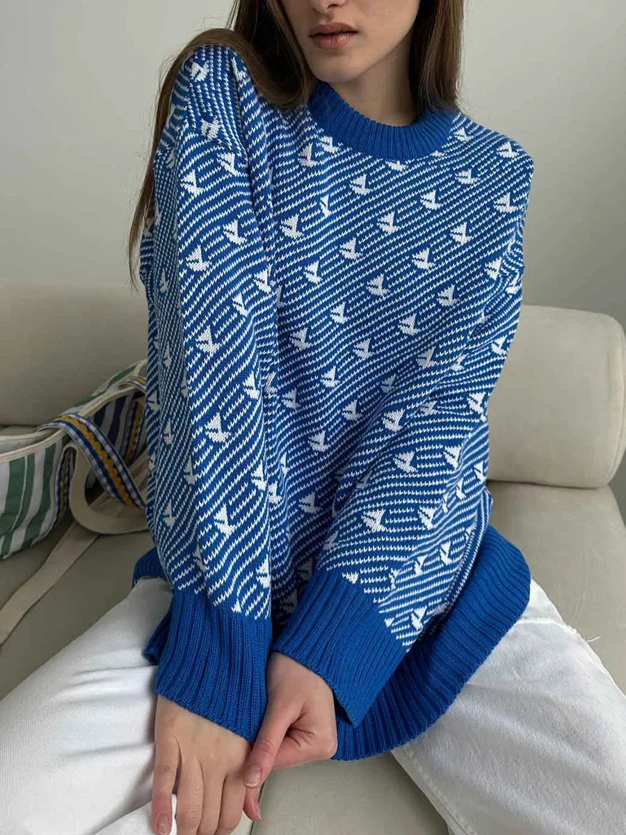 Mariala | Modischer Strickpullover mit chicem Print für Damen