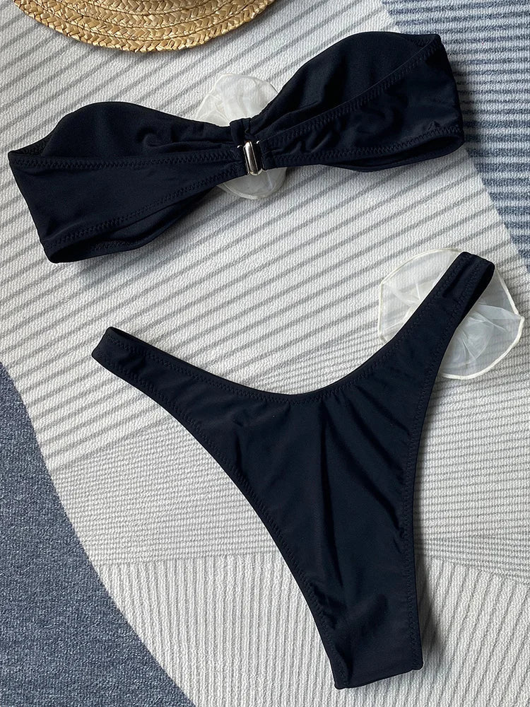 Tilda | Gestreifter Bikini Rosendetail