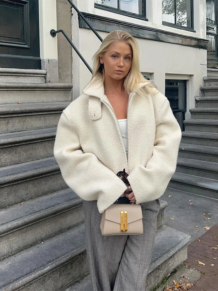 Eimlei | Modische Wolljacke Damen mit Reißverschluss