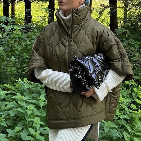 Katalinah | Wattierter Parka für Damen, Grün, mit hohem Kragen und Reißverschluss – Ideal für den Winter 2024