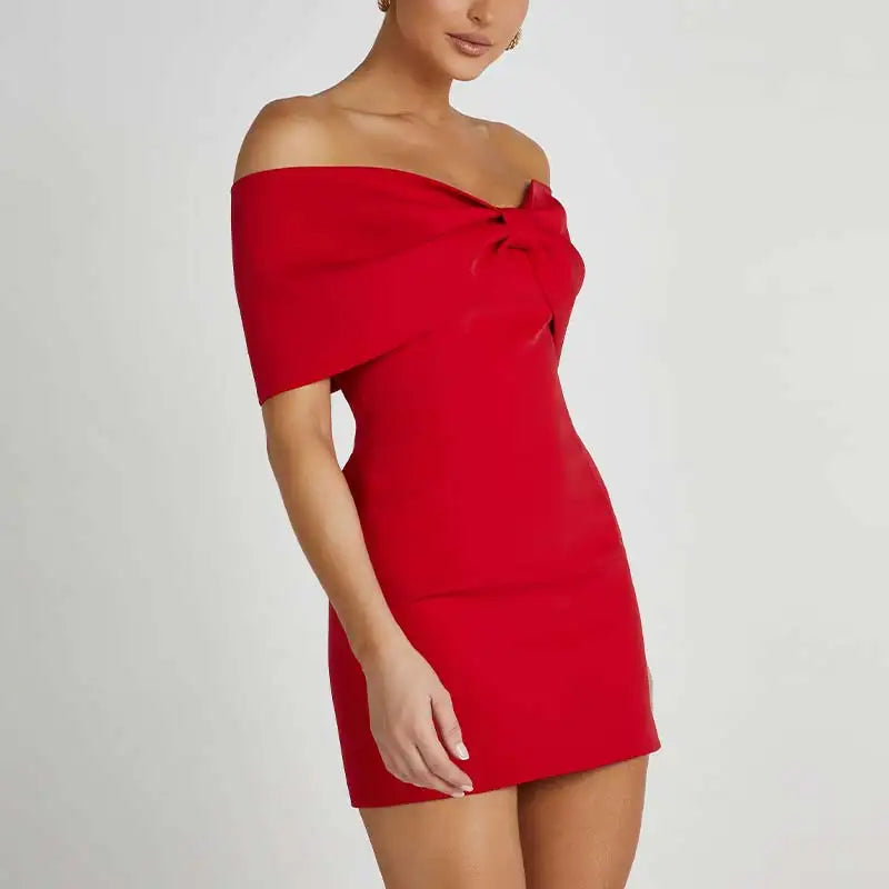 Zaldy | Elegantes Schulterfreies Kleid mit Schleife