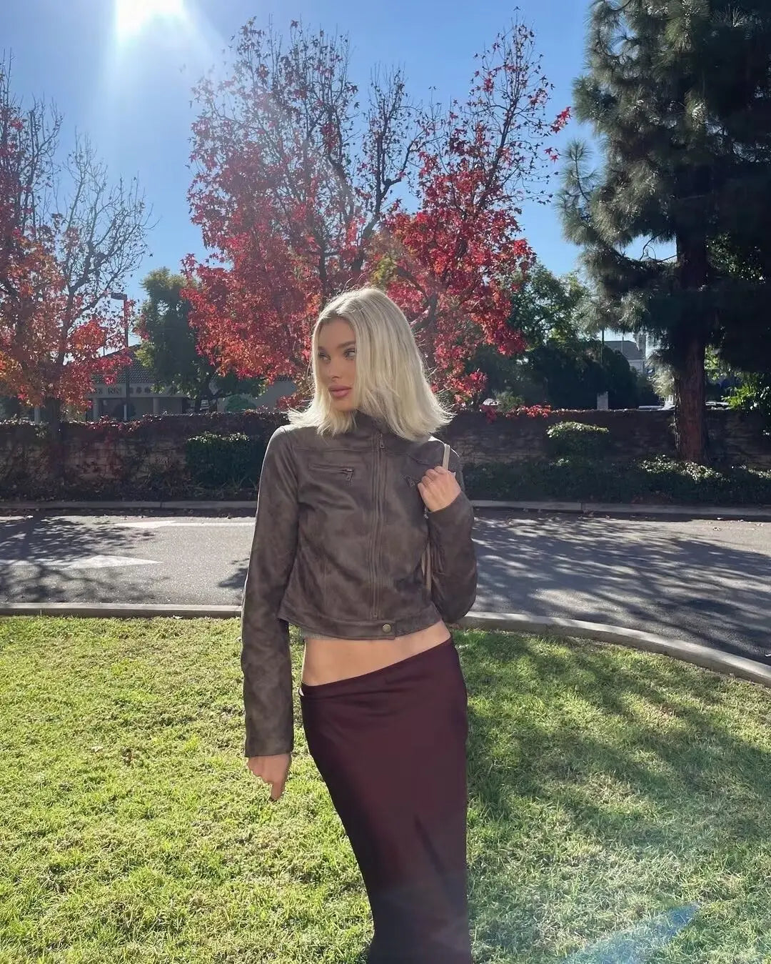 Eglie | Damen Lederjacke im amerikanischen Hot Girl Style mit Stehkragen