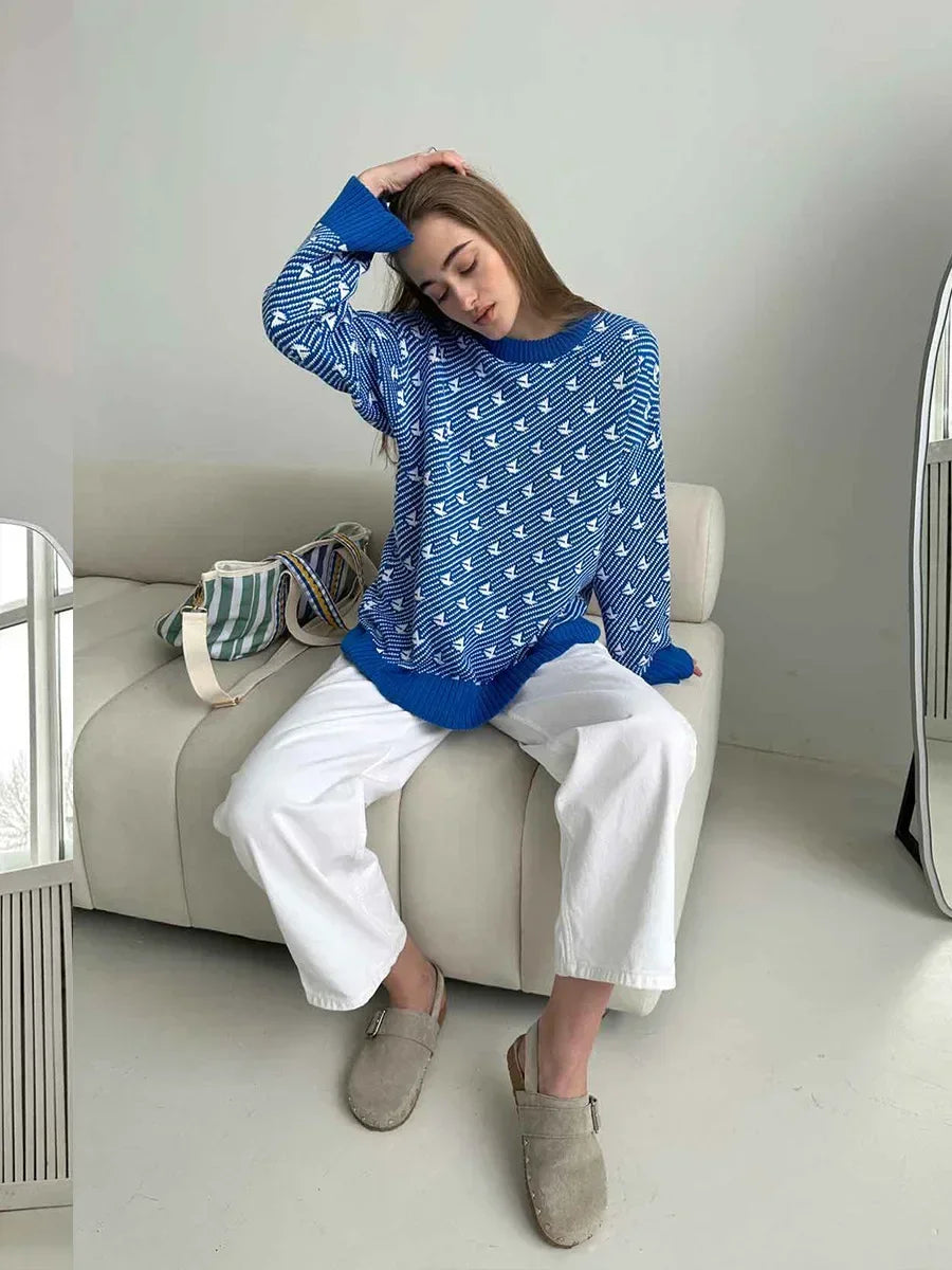 Mariala | Modischer Strickpullover mit chicem Print für Damen