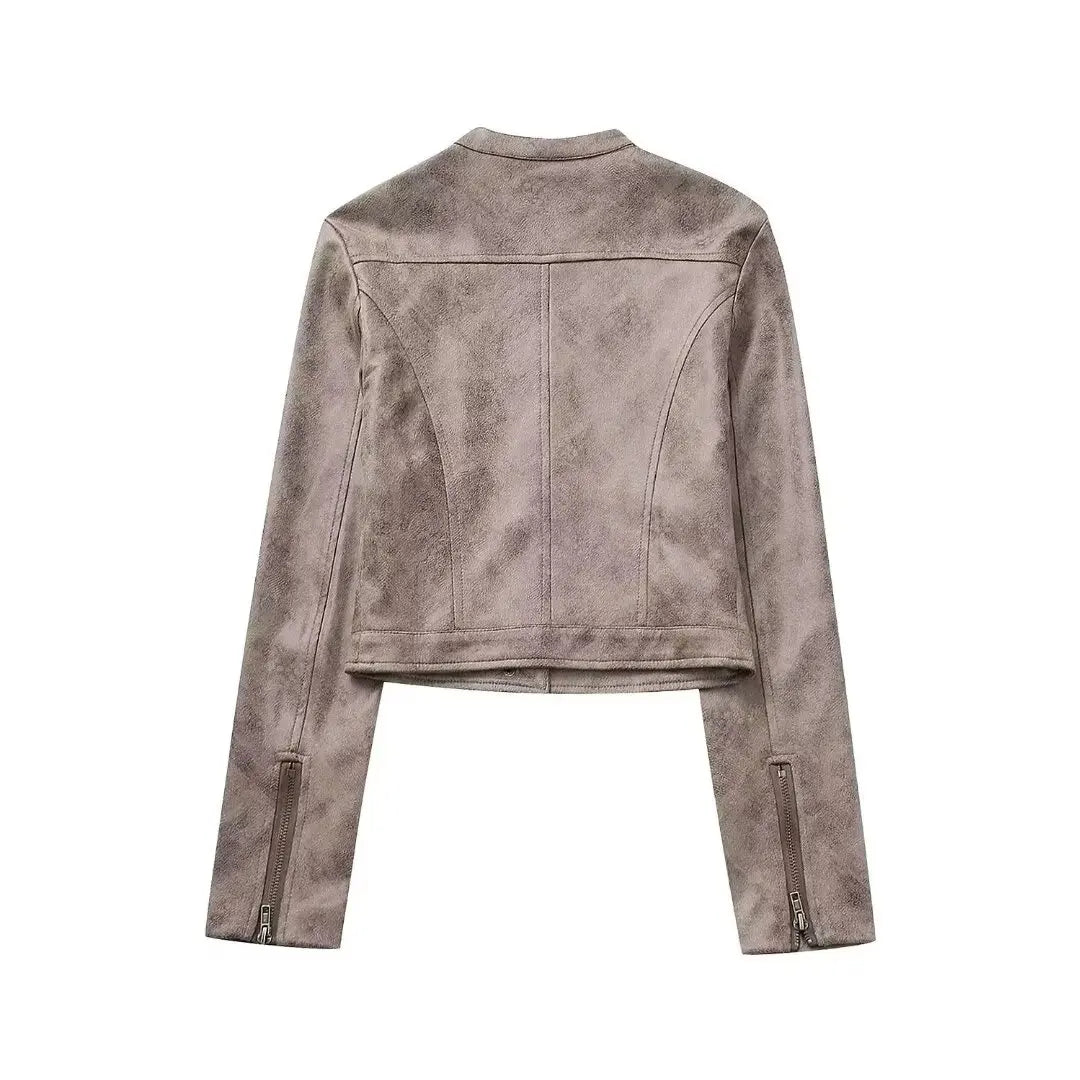 Eglie | Damen Lederjacke im amerikanischen Hot Girl Style mit Stehkragen