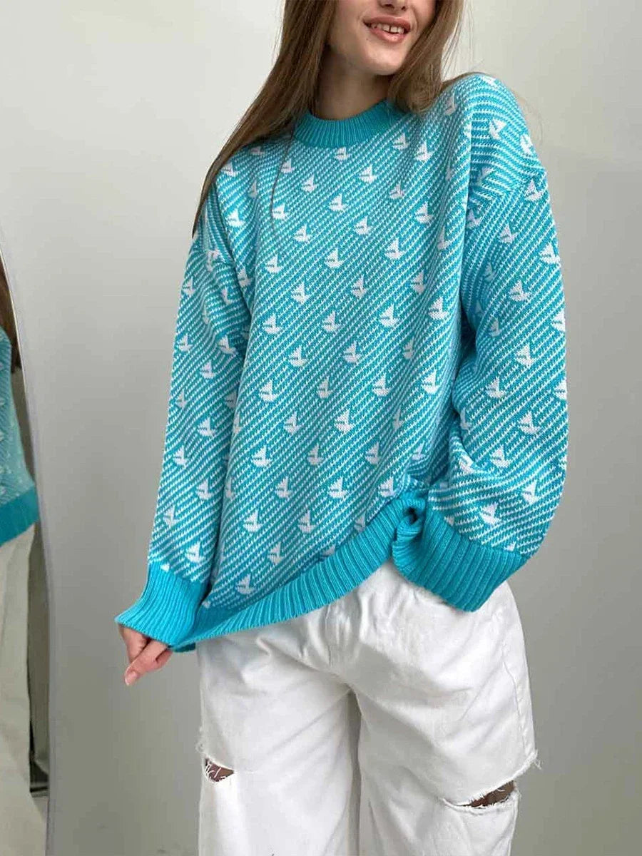 Mariala | Modischer Strickpullover mit chicem Print für Damen