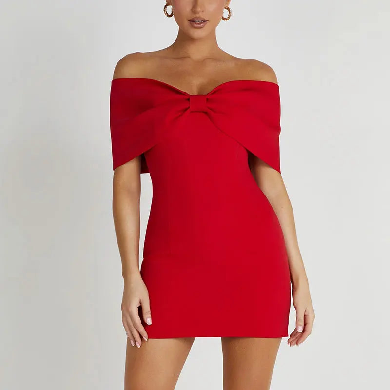 Zaldy | Elegantes Schulterfreies Kleid mit Schleife