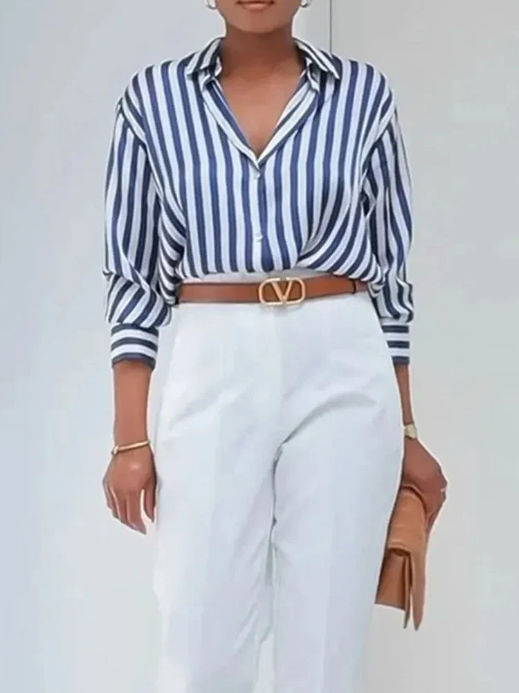 Harris | Lockere Bürobluse mit V-Ausschnitt