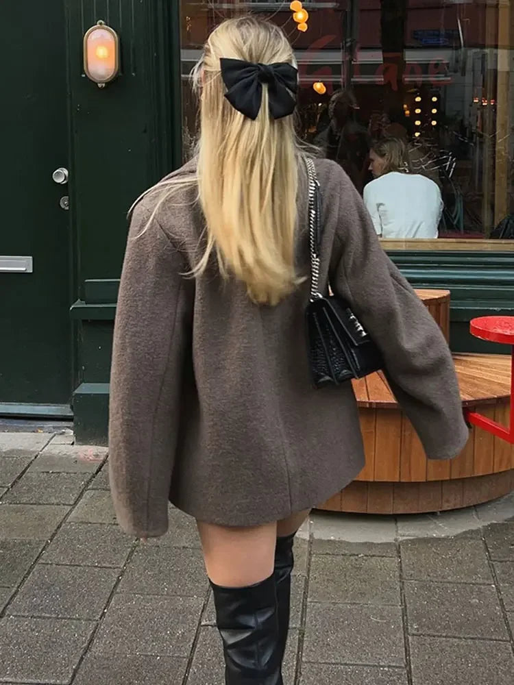 Elliena | Chic Woll-Kaschmirmantel für Damen mit Revers und langen Ärmeln