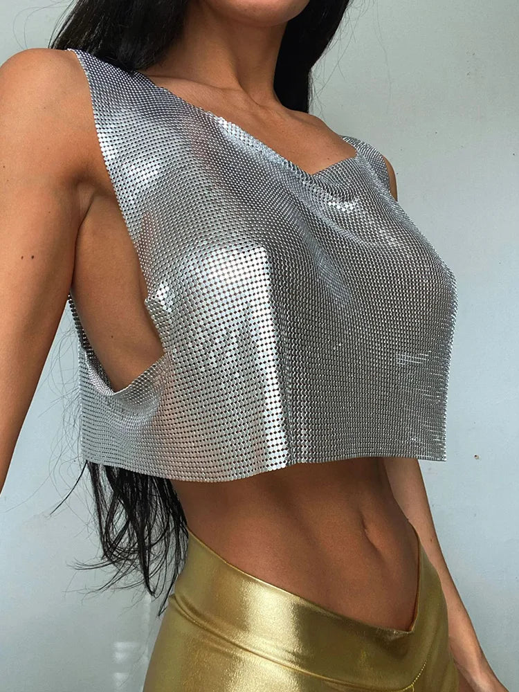 Lucia | Schillerndes und paillettenbesetztes Tanktop