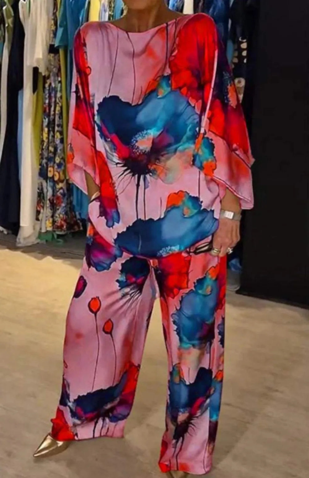 Falown | Zweiteiliges Set aus bedrucktem Satin