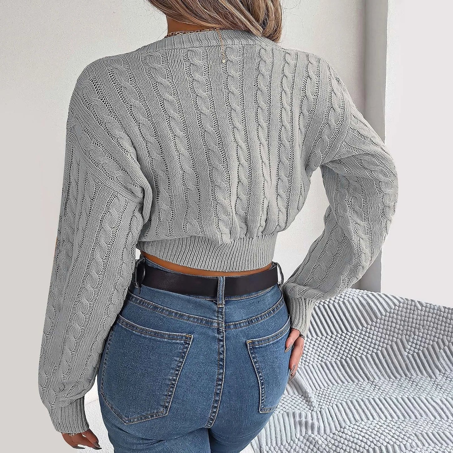 Roderick | Wickel-Pullover mit V-Ausschnitt und Struktur für Damen