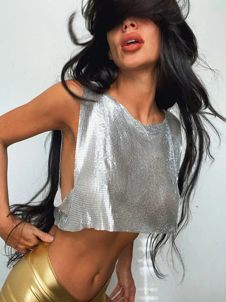 Lucia | Schillerndes und paillettenbesetztes Tanktop