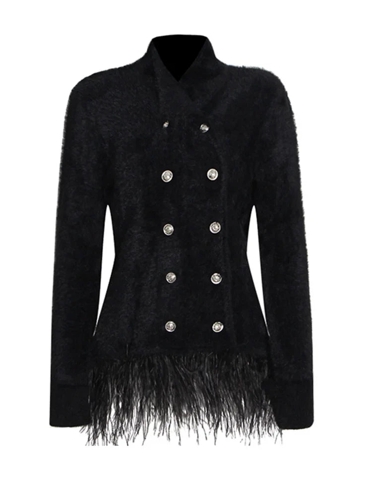 Lyraelle | Patchwork-Blazer mit Federakzenten