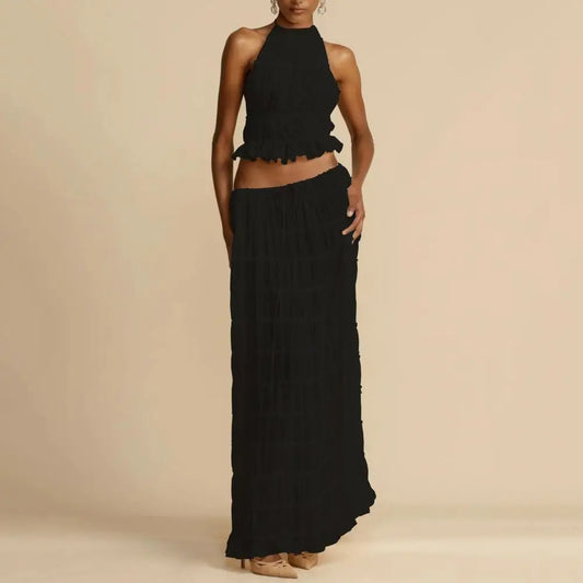 Lisandra | Strandfertige Sommer-Vibes | Atemberaubendes Mesh-Top und Rock-Set