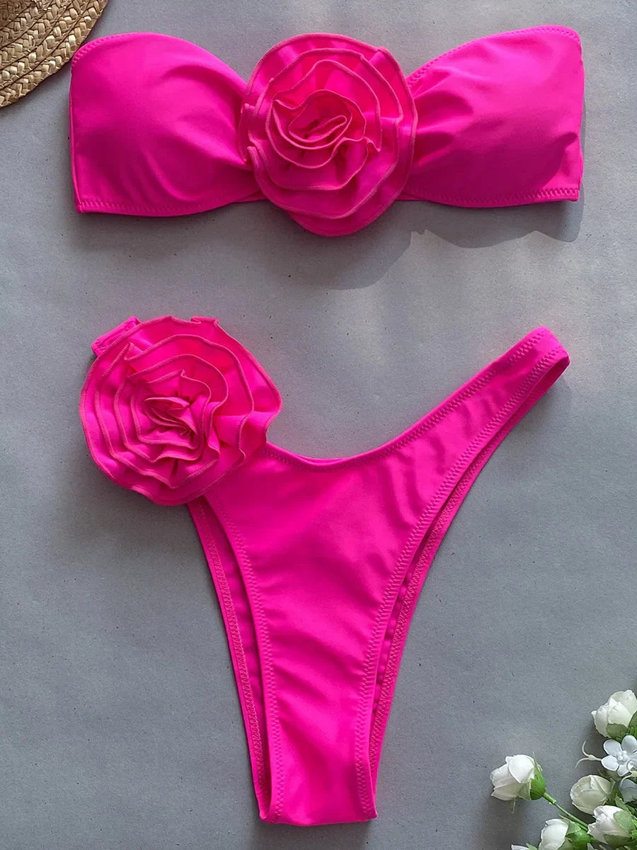 Tilda | Gestreifter Bikini Rosendetail
