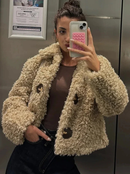 Jiane | Dicke warme Kunstwolljacke für Frauen