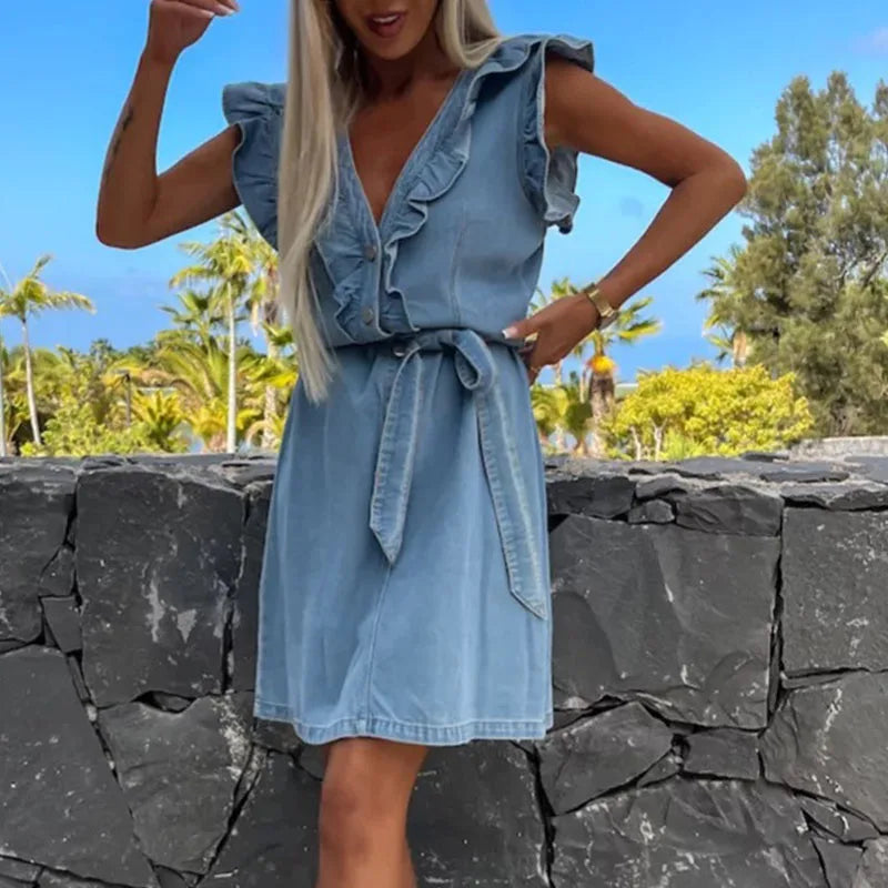 Marcela | Einreihiges Büro-Denimkleid