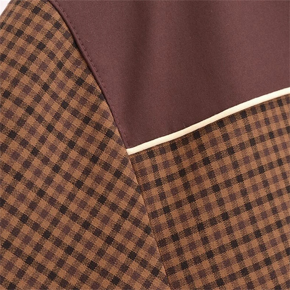 Clare | Retro Karierte Patchwork-Reißverschlussjacke für Damen