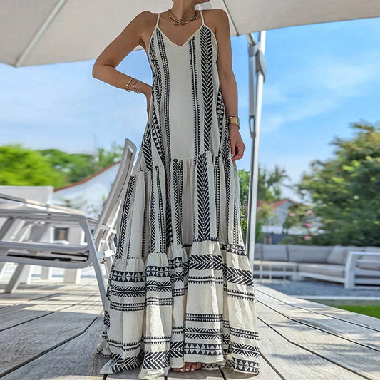 Kornelia | Ärmelloses Rüschenkleid mit lässigem Print