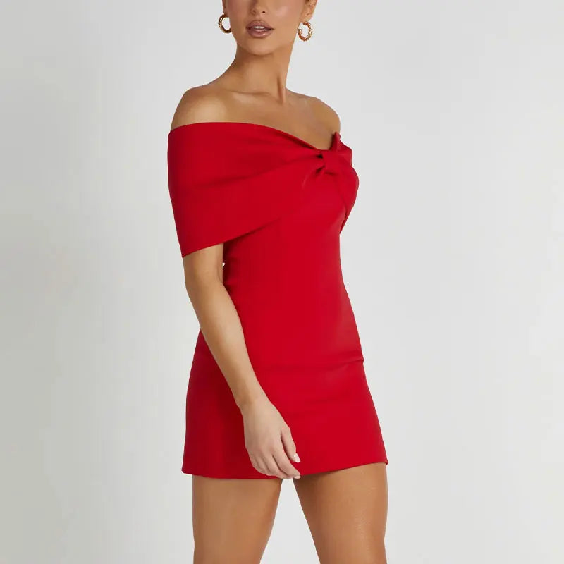 Zaldy | Elegantes Schulterfreies Kleid mit Schleife