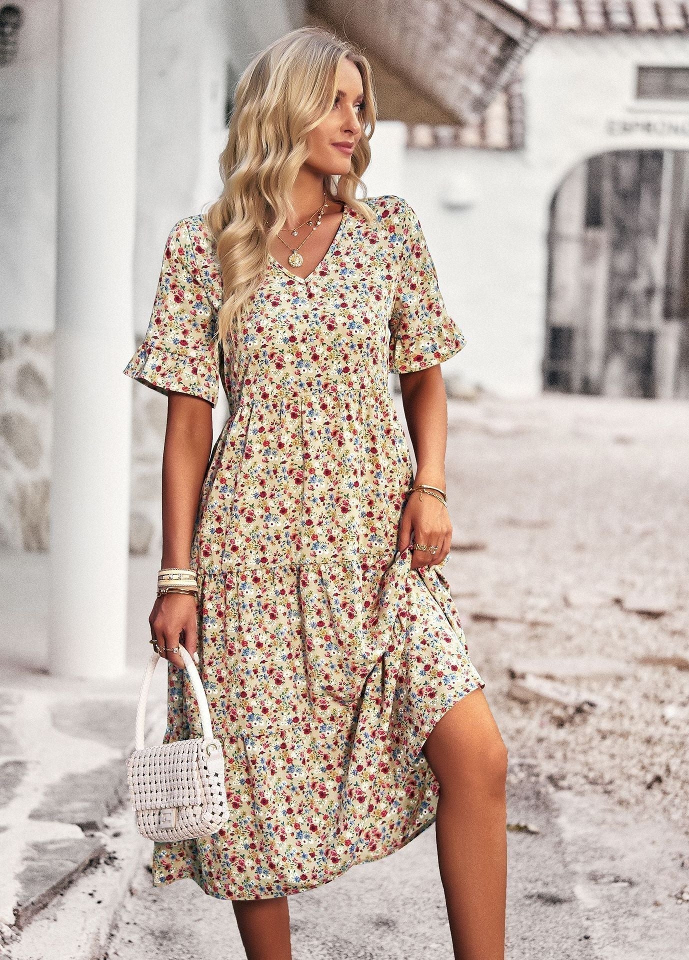 Orlaith  | Blumiges Midikleid für Damen