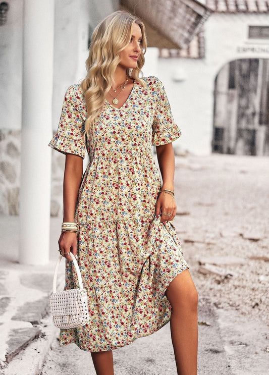 Orlaith  | Blumiges Midikleid für Damen