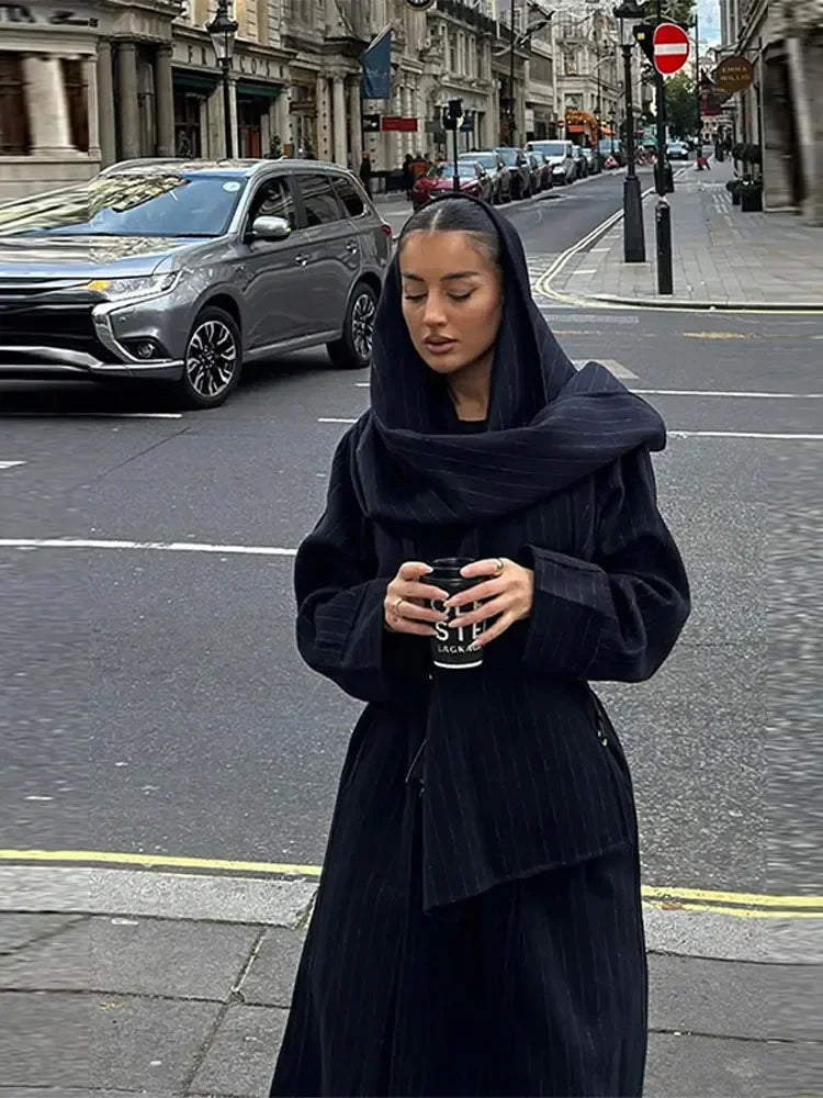 Camilah | Dicke lange Vintage-Streifen-Gabardine für Damen