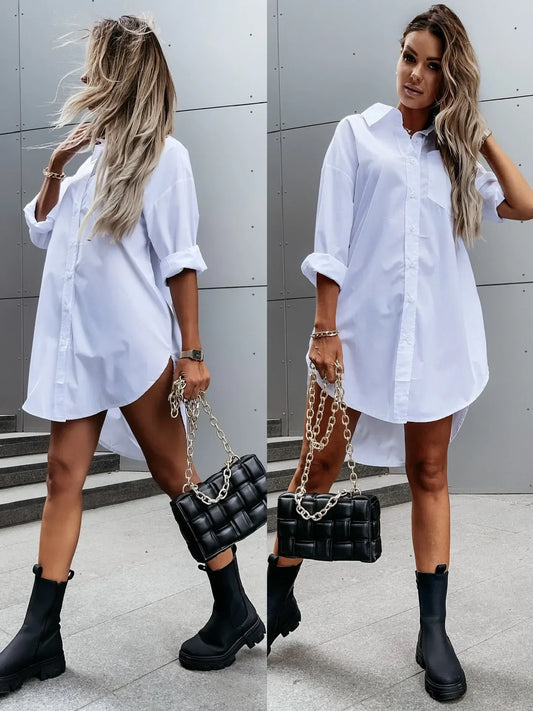 Jeffy | Weißes übergroßes Hemdkleid