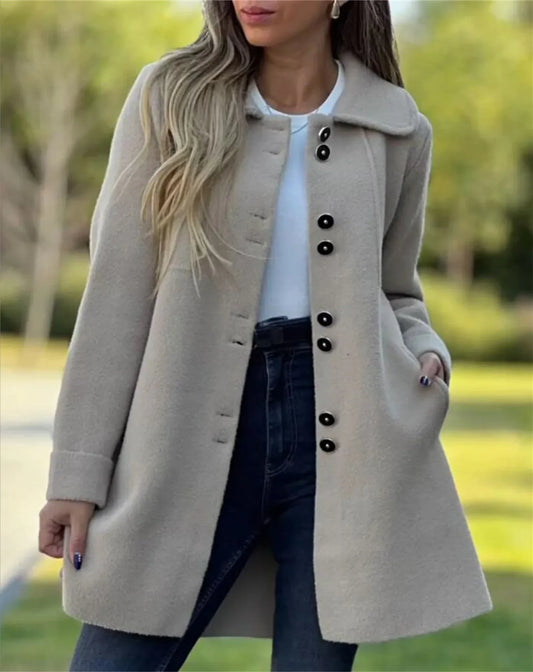 Elna | Damen Langärmliger Mantel Jacke – Warm und Vielseitig für Herbst und Winter