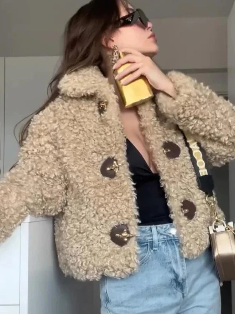 Jiane | Dicke warme Kunstwolljacke für Frauen