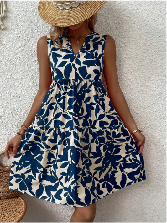 Yanna | Minikleid Boho-Druck Strand-Sommerkleid