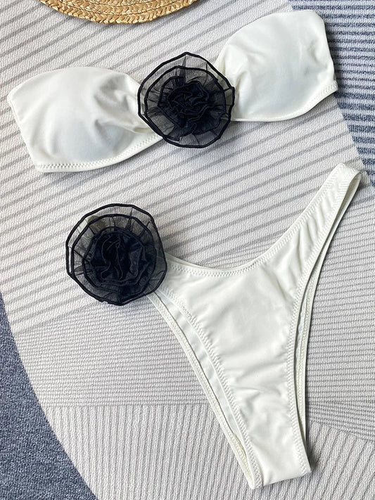 Tilda | Gestreifter Bikini Rosendetail