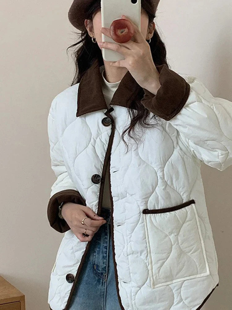 Yra | Blockfarbener Mantel Damen im koreanischen Stil