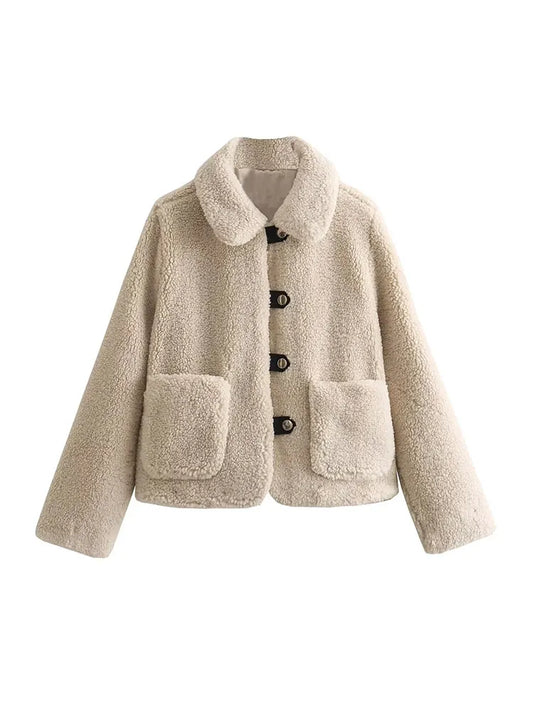 Sabil | Damen Wolljacke mit Puffärmeln – Warm und Elegant für Herbst/Winter