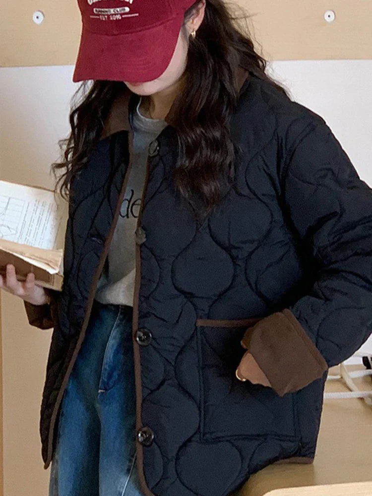 Yra | Blockfarbener Mantel Damen im koreanischen Stil